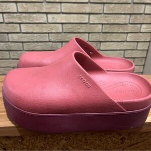 CROCS Women's Pink Platform Mules